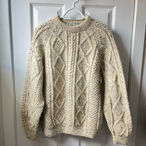 Vintage 100% Wool Hand knitted Made in Scotland Cream Sweater